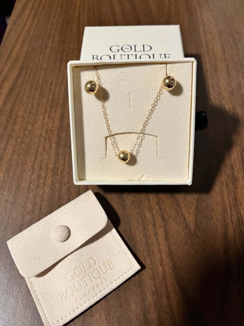 18KT Gold Ball Studs and Matching Gold Ball Necklace 18 inches and 8 MM size